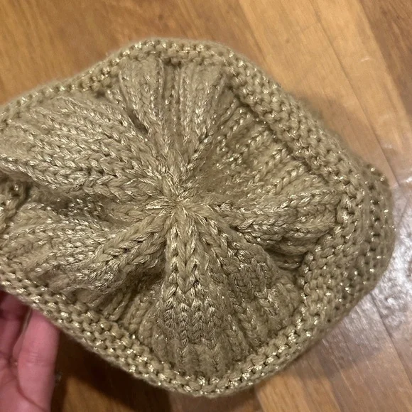 *last chance* C.C | Tan Knit Beanie with Metallic Accents + 2 winter hats - Picture 4 of 16